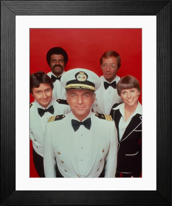 Framed Print : THE LOVE BOAT, fclockwise from front center: Gavin MacLeod, Fred Grandy, Ted Lange, Bernie Kopell, Lauren Tewes, 1977-1986
