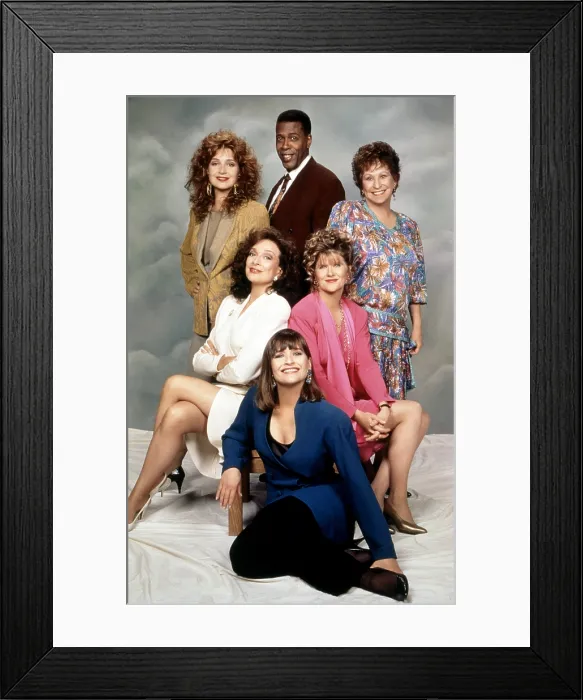Framed Print : DESIGNING WOMEN, clockwise from front, Jan Hooks, Dixie Carter, Annie Potts, Mesach Taylor, Alice Ghostley, Judith Ivey, 1986-93 (1992 photo) Framed Print : DESIGNING WOMEN, clockwise from front, Jan Hooks, Dixie Carter, Annie Potts, Mesach Taylor, Alice Ghostley, Judith Ivey, 1986-93 (1992 photo)