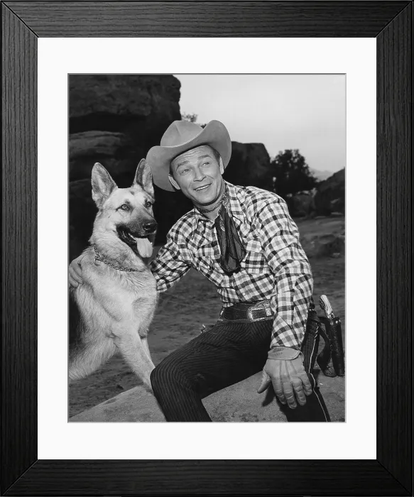 Framed Print : THE ROY ROGERS SHOW, From left: Bullet (the dog), Roy Rogers, 1951-1957