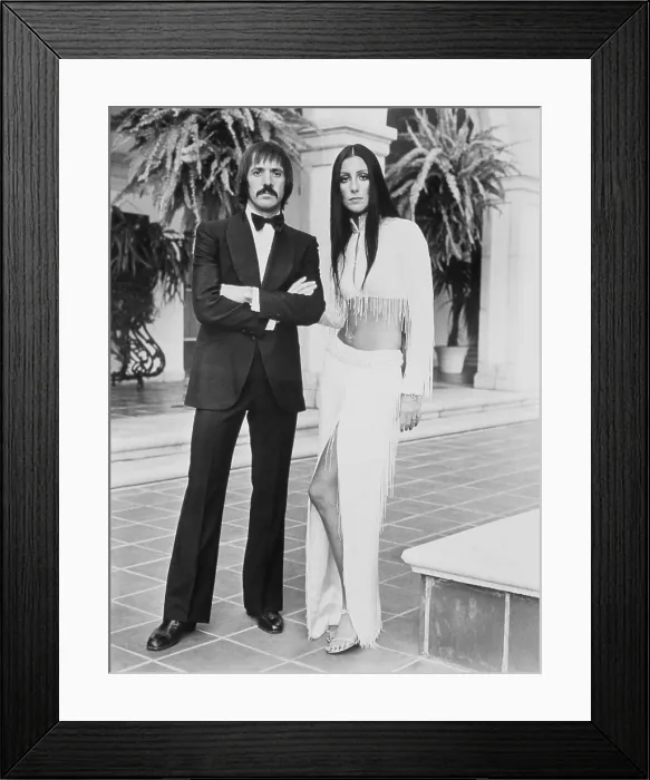 Framed Print : THE SONNY AND CHER SHOW, Sonny and Cher, from left: Sonny Bono, Cher, 1976-1977