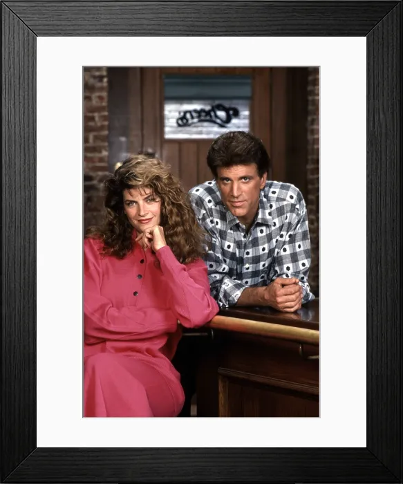 Framed Print : CHEERS, from left, Kirstie Alley, Ted Danson, 1982-93 (1987 photo) Framed Print : CHEERS, from left, Kirstie Alley, Ted Danson, 1982-93 (1987 photo)