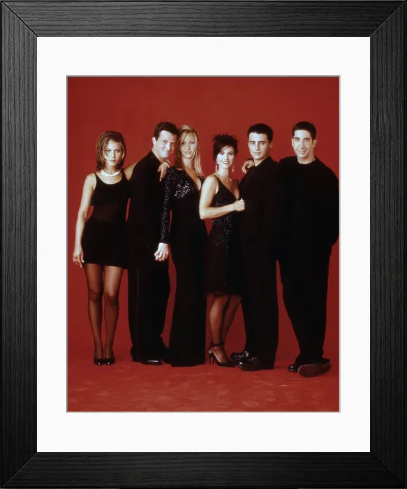 Framed Print : FRIENDS, cast photo, from left: Jennifer Aniston, Matthew Perry, Lisa Kudrow, Courteney Cox, Matt Leblanc, David Schwimmer, (Season 3, (1996-1997), 1994-2004