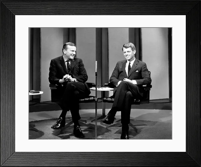 Framed Print : THE JACK PAAR PROGRAM, from left, Jack Paar, Robert F. Kennedy, aired March 13, 1964