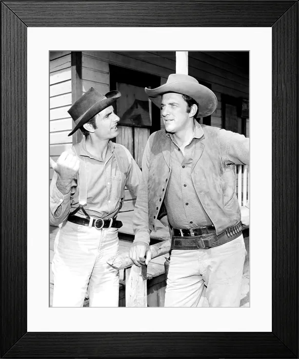 Framed Print : GUNSMOKE, from left, Dennis Weaver, James Arness, Matt for Murder, aired September 13, 1958