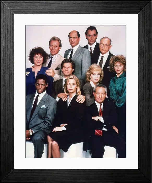 Framed Print : L.A. LAW, Larry Drake, Susan Ruttan, Corbin Bernsen, Alan Rachins, Jimmy Smits, Richard A