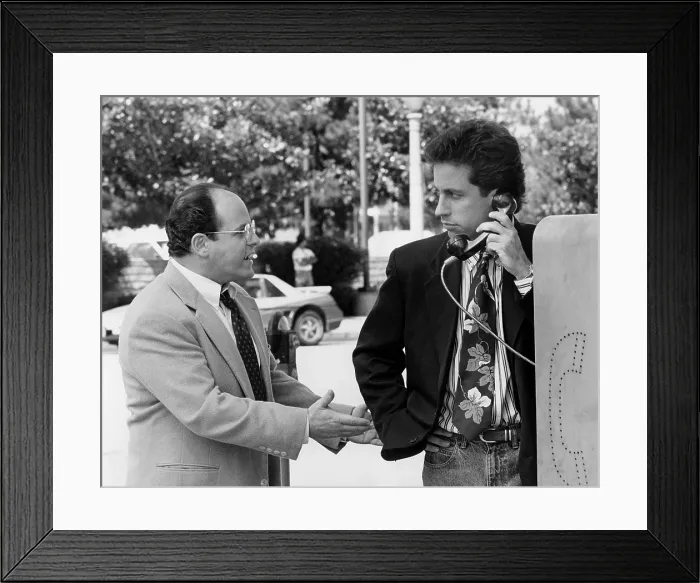 Framed Print : SEINFELD, from left: Jason Alexander, Jerry Seinfeld, The Trip: Part 2, (Season 4, ep. 402, aired Aug. 19, 1992), 1990-98 Framed Print : SEINFELD, from left: Jason Alexander, Jerry Seinfeld, The Trip: Part 2, (Season 4, ep. 402, aired Aug. 19, 1992), 1990-98