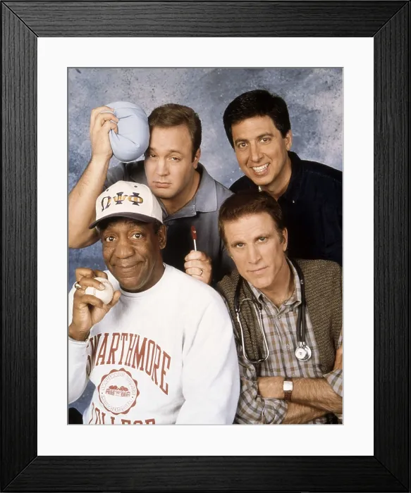 Framed Print : BECKER, clockwise from lower left: Bill Cosby, Kevin James, Ray Romano, Ted Danson in Drive, They Said, (Season 1, episode 120, aired May 3, 1999), 1998-2004