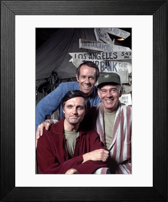 Framed Print : MASH, (aka M*A*S*H*), from left: Alan Alda, Mike Farrell, Harry Morgan, 1972-83 (1975 photo)