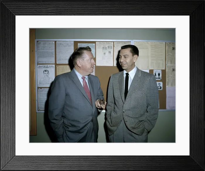 Framed Print : DRAGNET, from left, Ben Alexander, Jack Webb, 1951-59