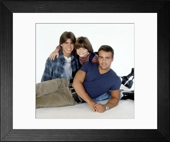 Framed Print : BROTHERLY LOVE, from left, Matthew Lawrence, Andrew Lawrence, Joey Lawrence, 1995-97
