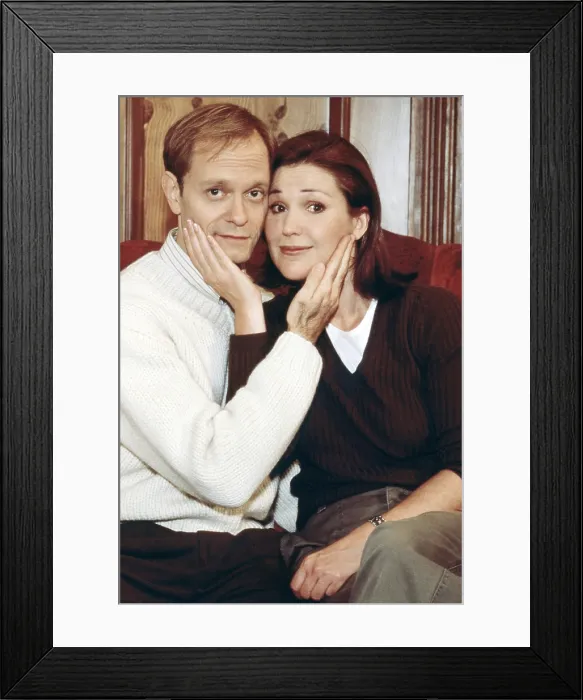 Framed Print : FRASIER, from left: David Hyde Pierce, Peri Gilpin, Decoys, (Season 6, episode 616, aired February 25, 1999), 1993-2004 Framed Print : FRASIER, from left: David Hyde Pierce, Peri Gilpin, Decoys, (Season 6, episode 616, aired February 25, 1999), 1993-2004