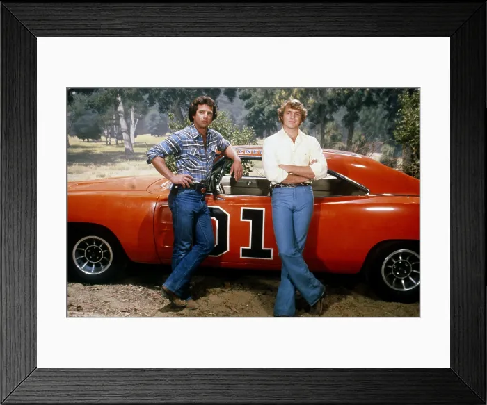 Framed Print : THE DUKES OF HAZZARD, from left, Tom Wopat, John Schneider, 1979-85