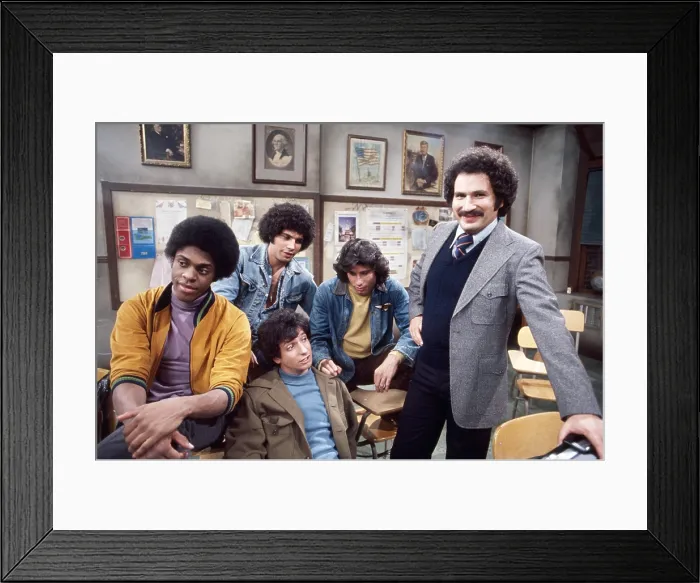 Framed Print : WELCOME BACK, KOTTER, from left, Lawrence Hilton-Jacobs, Robert Hegyes (back), Ron Palillo, John Travolta, Gabe Kaplan, 1975-79 (1976 photo) Framed Print : WELCOME BACK, KOTTER, from left, Lawrence Hilton-Jacobs, Robert Hegyes (back), Ron Palillo, John Travolta, Gabe Kaplan, 1975-79 (1976 photo)