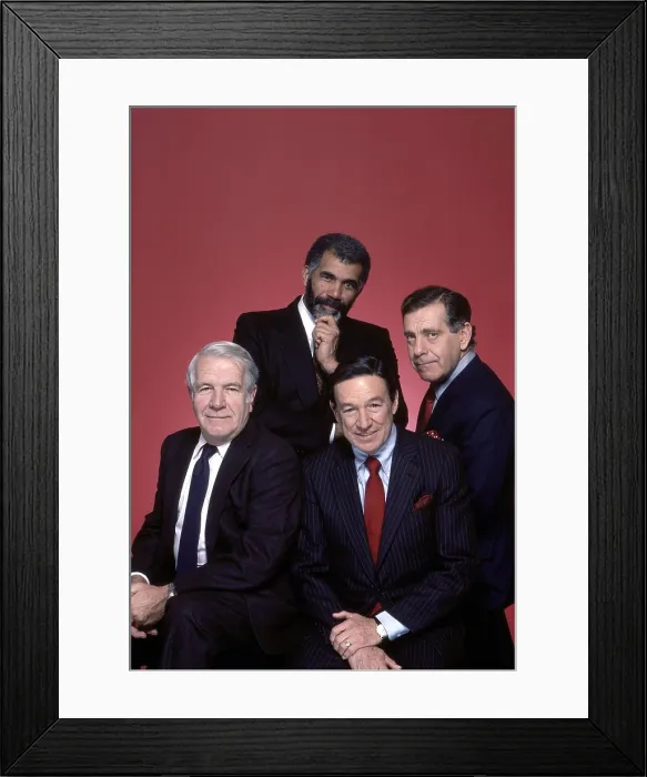 Framed Print : 60 MINUTES, (clockwise from top center): Ed Bradley, Morley Safer, Mike Wallace, Harry Reasoner, 1968-present Framed Print : 60 MINUTES, (clockwise from top center): Ed Bradley, Morley Safer, Mike Wallace, Harry Reasoner, 1968-present