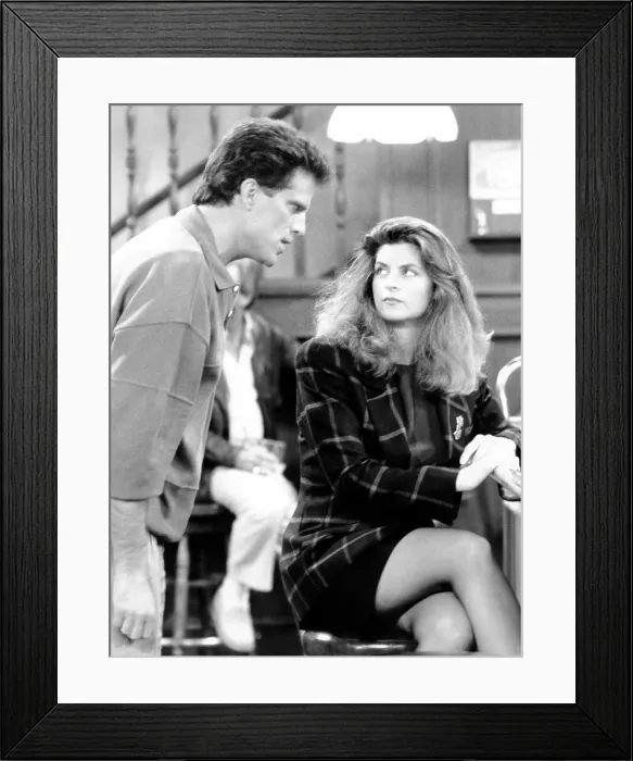 Framed Print : CHEERS, from left, Ted Danson, Kirstie Alley, The Visiting Lecher (season 7, aired May 4, 1989), 1982-93