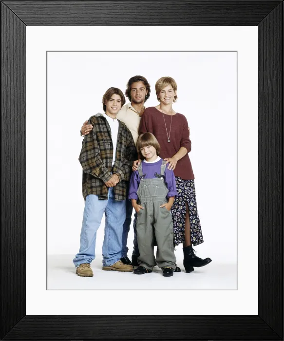 Framed Print : BROTHERLY LOVE, from left, Matthew Lawrence, Joey Lawrence, Andrew Lawrence, Melinda Culea, 1995-97 Framed Print : BROTHERLY LOVE, from left, Matthew Lawrence, Joey Lawrence, Andrew Lawrence, Melinda Culea, 1995-97
