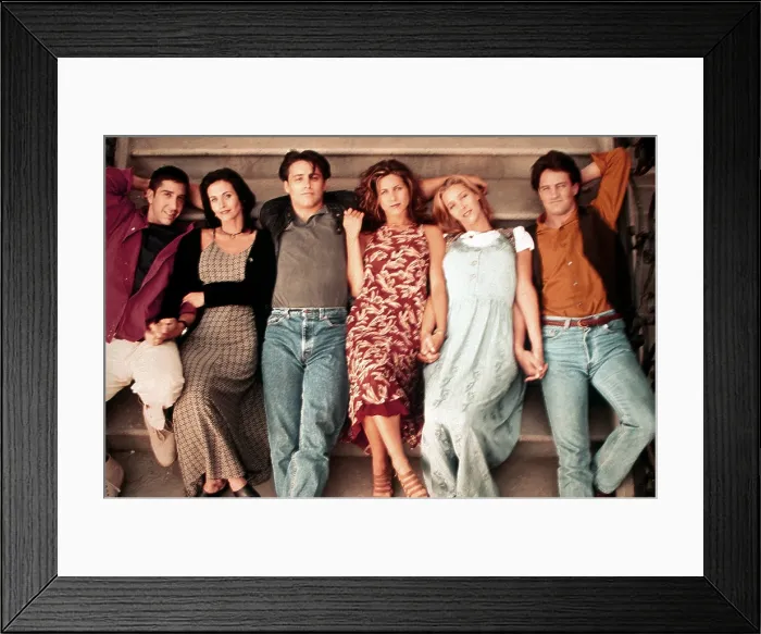 Framed Print : FRIENDS, from left, David Schwimmer, Courteney Cox, Matt LeBlanc, Jennifer Aniston, Lisa Kudrow, Matthew Perry, 1994-2004 (ca. 1994 photo) Framed Print : FRIENDS, from left, David Schwimmer, Courteney Cox, Matt LeBlanc, Jennifer Aniston, Lisa Kudrow, Matthew Perry, 1994-2004 (ca. 1994 photo)
