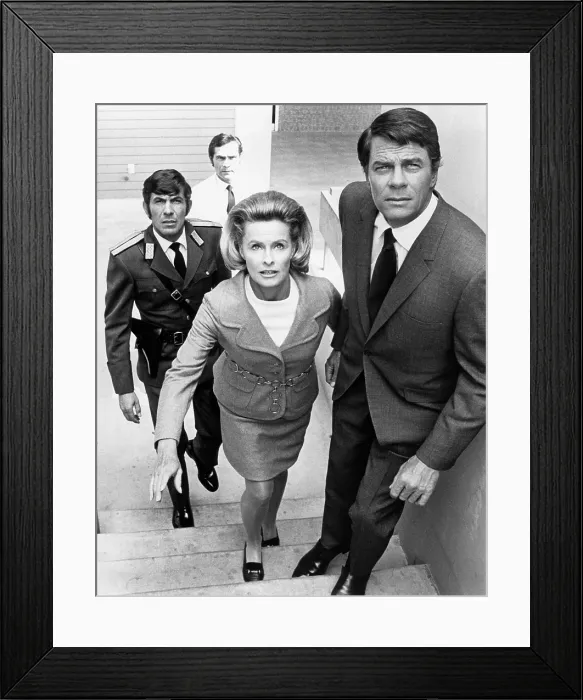 Framed Print : MISSION: IMPOSSIBLE, front to back: Peter Graves, Dina Merrill, Leonard Nimoy, H.M. Wynant, The Controllers, (Season 4, ep. 403, aired Oct. 12, 1969), 1966-1973 Framed Print : MISSION: IMPOSSIBLE, front to back: Peter Graves, Dina Merrill, Leonard Nimoy, H.M. Wynant, The Controllers, (Season 4, ep. 403, aired Oct. 12, 1969), 1966-1973
