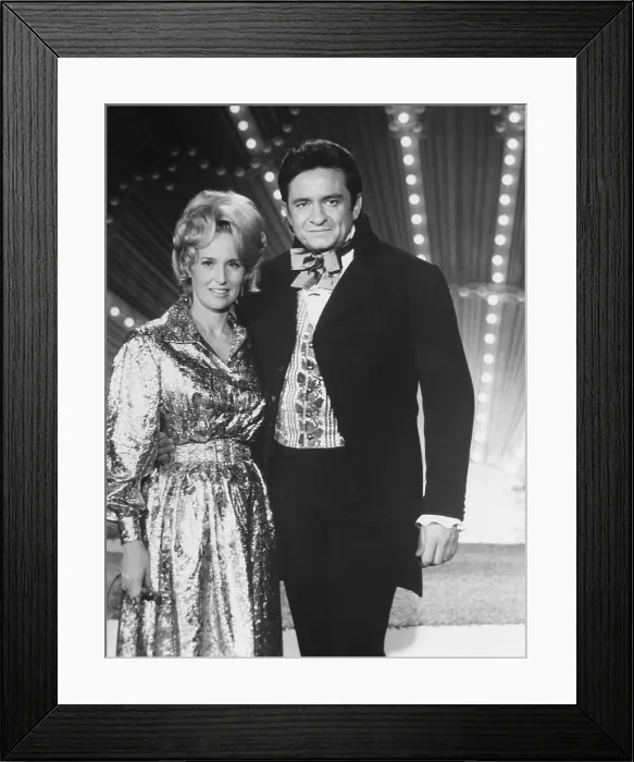 Framed Print : THE JOHNNY CASH SHOW, from left: Tammy Wynette, Johnny Cash, The History of Country Music, Part 2, (Season 2, Episode 217, aired January 27, 1971), 1969-1971