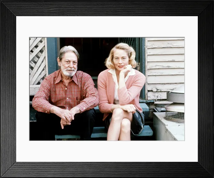 Framed Print : MEMPHIS, from left, screenwriter and source author Shelby Foote, Cybill Shepherd, on-set, aired January 27, 1992