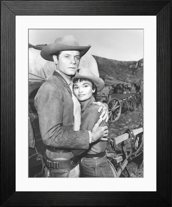 Framed Print : RAWHIDE, from left: Jack Lord, Gloria Talbott, Incident of the Calico Gun, (Season 1, ep 115, aired April 24, 1959), 1959-1965 Framed Print : RAWHIDE, from left: Jack Lord, Gloria Talbott, Incident of the Calico Gun, (Season 1, ep 115, aired April 24, 1959), 1959-1965
