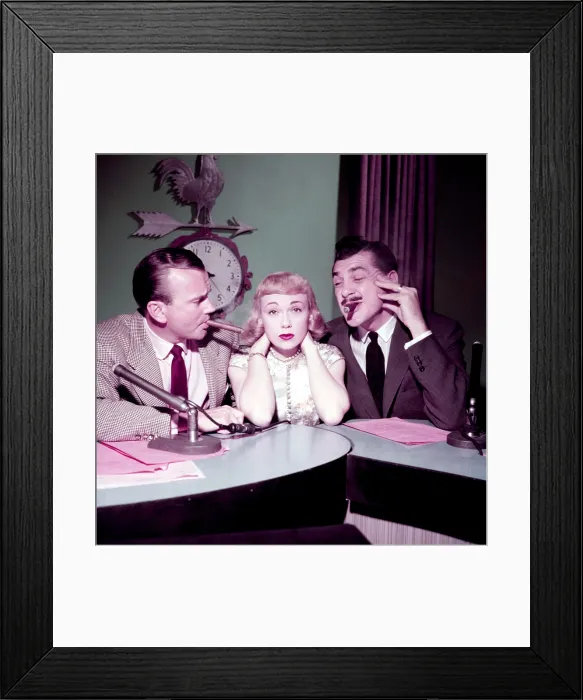 Framed Print : From left: Jack Paar of THE JACK PAAR SHOW, Edie Adams, who appeared in episodes of both THE JACK PAAR SHOW and THE ERNIE KOVACS SHOW