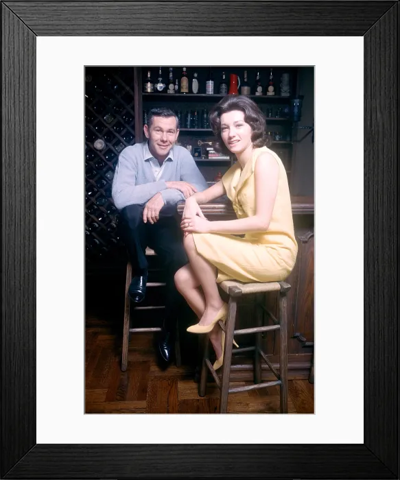 Framed Print : Johnny Carson, host of THE TONIGHT SHOW, with his wife, Joanne Carson (aka Joanne Copeland), 1964