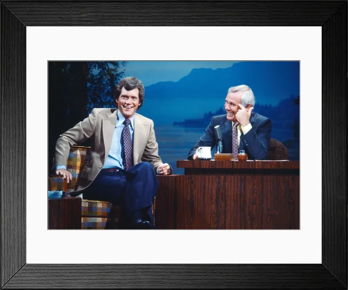 Framed Print : THE TONIGHT SHOW STARRING JOHNNY CARSON, from left: David Letterman, Johnny Carson, (Season 16, aired August 15, 1979), 1962-1992