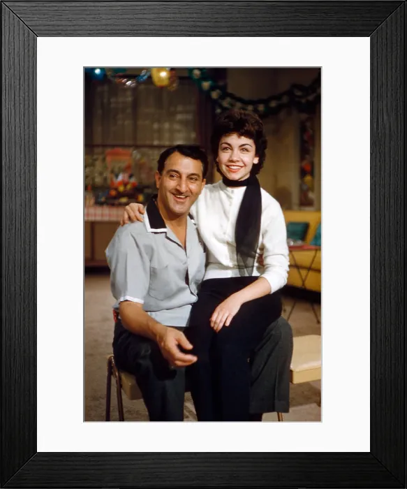 Framed Print : MAKE ROOM FOR DADDY, (aka THE DANNY THOMAS SHOW), from left: Danny Thomas, Annette Funicello, on set, (Season 6, 1958, producing an episode that aired in 1959), 1953-1965