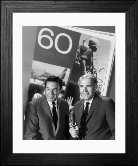 Framed Print : 60 MINUTES, Mike Wallace, Harry Reasoner, (1968 photo), 1968