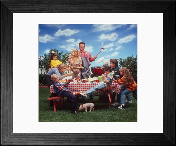 Framed Print : STEP BY STEP, clockwise from lower left: Christopher Catile, Staci Keanan, Angela Watson, Suzanne Somers, Patrick Duffy, Brandon Call, Christine Lakin, Josh Byrne, 1991-98 Framed Print : STEP BY STEP, clockwise from lower left: Christopher Catile, Staci Keanan, Angela Watson, Suzanne Somers, Patrick Duffy, Brandon Call, Christine Lakin, Josh Byrne, 1991-98