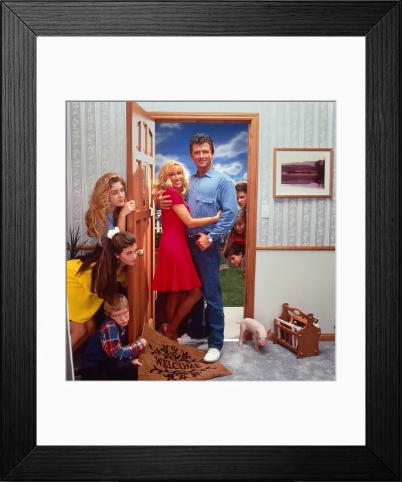 Framed Print : STEP BY STEP, clockwise from lower left: Christopher Castile, Angela Watson, Staci Keanan, Suzanne Somers, Patrick Duffy, Brandon Call, Christine lakin, Josh Byrne, 1991-98 Framed Print : STEP BY STEP, clockwise from lower left: Christopher Castile, Angela Watson, Staci Keanan, Suzanne Somers, Patrick Duffy, Brandon Call, Christine lakin, Josh Byrne, 1991-98