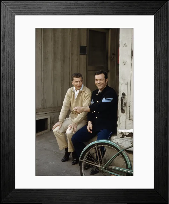 Framed Print : From left: Dwayne Hickman (THE MANY LOVES OF DOBIE GILLIS), Darryl Hickman (THE AMERICANS), (brothers), at William Fox Studios, 1961 Framed Print : From left: Dwayne Hickman (THE MANY LOVES OF DOBIE GILLIS), Darryl Hickman (THE AMERICANS), (brothers), at William Fox Studios, 1961