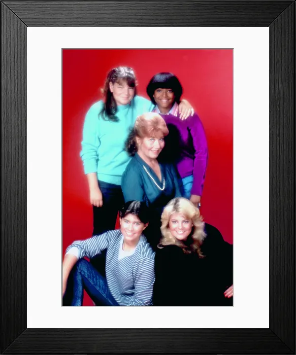 Framed Print : THE FACTS OF LIFE, (Bottom L-R), Nancy McKeon, Lisa Whelchel, (Middle), Charlotte Rae, (Top), Mindy Cohn, Kim Fields, 1979-88 Framed Print : THE FACTS OF LIFE, (Bottom L-R), Nancy McKeon, Lisa Whelchel, (Middle), Charlotte Rae, (Top), Mindy Cohn, Kim Fields, 1979-88