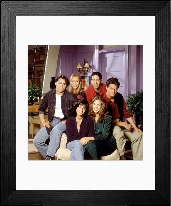 Framed Print : FRIENDS, (back, l to r): Matt LeBlanc, Lisa Kudrow, David Schwimmer, Matthew Perry, (front, l to r): Courteney Cox, Jennifer Aniston, (Season 1), 1994-2004 Framed Print : FRIENDS, (back, l to r): Matt LeBlanc, Lisa Kudrow, David Schwimmer, Matthew Perry, (front, l to r): Courteney Cox, Jennifer Aniston, (Season 1), 1994-2004