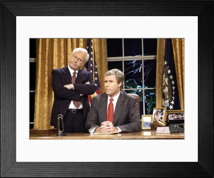 Framed Print : SATURDAY NIGHT LIVE, Darrell Hammond (as Dick Cheney), Will Ferrell (as George W. Bush), Cheney & Bush, (Season 26), 1975