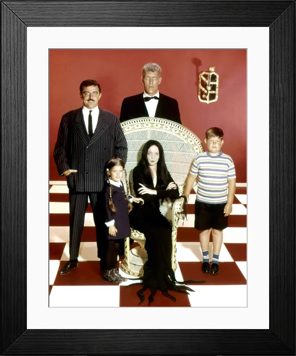 Framed Print : THE ADDAMS FAMILY, Ken Weatherwax, Ted Cassidy, Carolyn Jones, Lisa Loring, John Astin, 1964-1966 Framed Print : THE ADDAMS FAMILY, Ken Weatherwax, Ted Cassidy, Carolyn Jones, Lisa Loring, John Astin, 1964-1966
