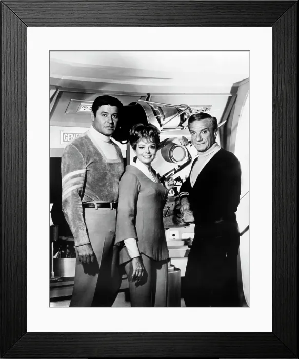 Framed Print : LOST IN SPACE, (from left): Guy Williams, June Lockhart, Jonathan Harris, 1965-68