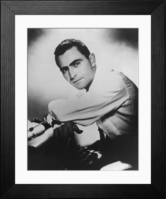 Framed Print : Rod Serling, writer and creator of THE TWILIGHT ZONE and NIGHT GALLERY, circa early 1950s Framed Print : Rod Serling, writer and creator of THE TWILIGHT ZONE and NIGHT GALLERY, circa early 1950s
