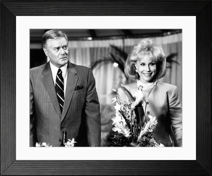 Framed Print : DALLAS, from left: Larry Hagman, Barbara Eden, 1990s, (1978-1991) Framed Print : DALLAS, from left: Larry Hagman, Barbara Eden, 1990s, (1978-1991)