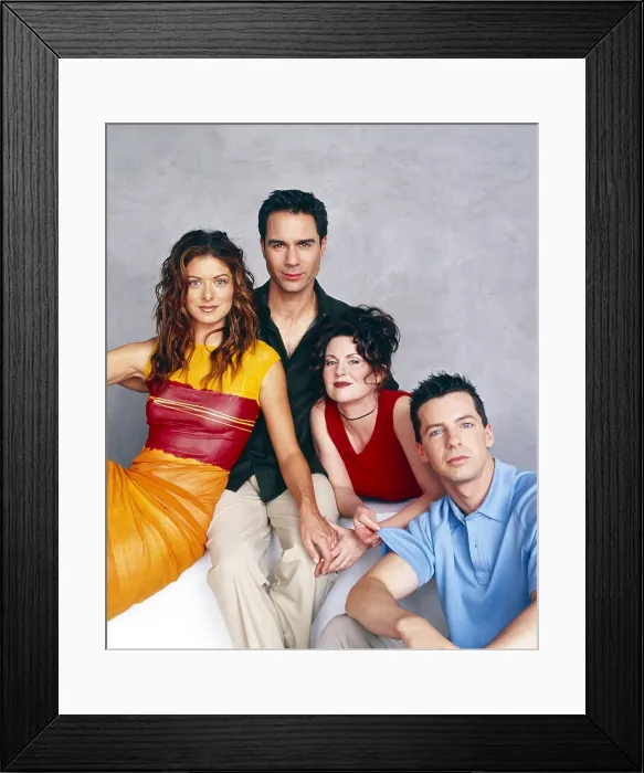 Framed Print : WILL & GRACE, from left: Eric McCormack, Debra Messing, Megan Mullally, Sean Hayes, (1998-2020). / TV Guide Framed Print : WILL & GRACE, from left: Eric McCormack, Debra Messing, Megan Mullally, Sean Hayes, (1998-2020). / TV Guide