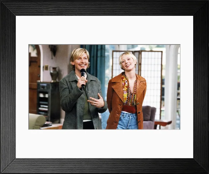 Framed Print : ELLEN, from left: Ellen DeGeneres, Anne Heche, Hospital, season 5, ep. 18, aired 3 / 4 / 1998, 1994-1998