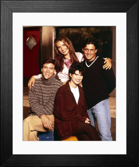 Framed Print : CAN'T HURRY LOVE, from left: Kevin Crowley, Mariska Hargitay, Nancy McKeon, Louis Mandylor, 1995 Framed Print : CAN'T HURRY LOVE, from left: Kevin Crowley, Mariska Hargitay, Nancy McKeon, Louis Mandylor, 1995