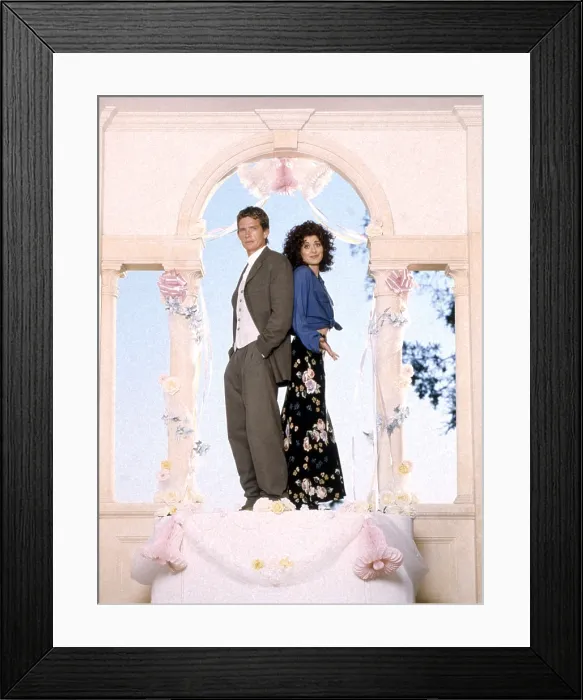 Framed Print : NED AND STACEY, from left, Thomas Haden Church, Debra Messing, 1995-97