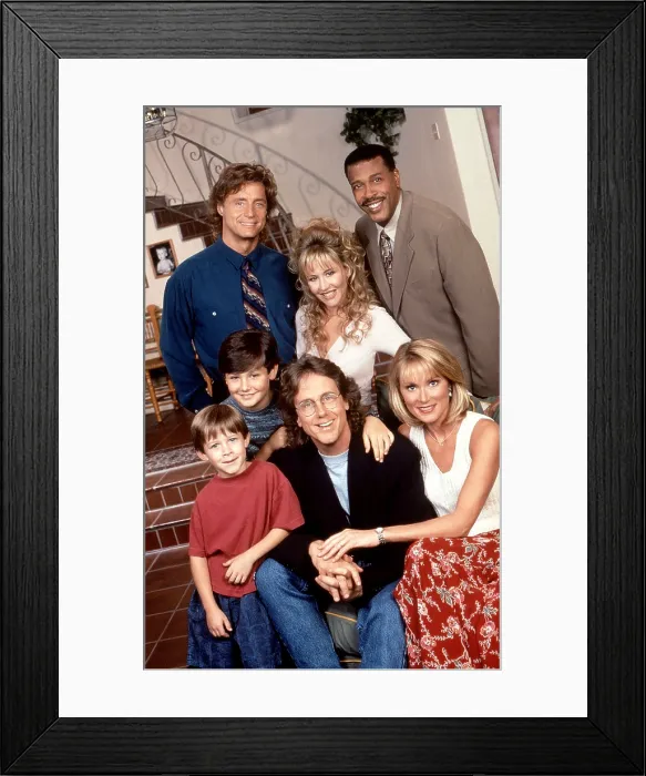 Framed Print : DAVE'S WORLD, clockwise from top left: Shadoe Stevens, J.C. Wendel, Meshach Taylor, DeLane Matthews, Harry Anderson, Andrew Ducote, Zane Carney, 1993-97