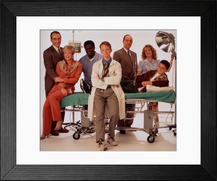 Framed Print : DOOGIE HOWSER, M.D. James Sikking, Belinda Montgomery, Markus Redmond, Neil Patrick Harris, Lawrence Pressman, Kathryn Layng, Max Casella, 1989-1993