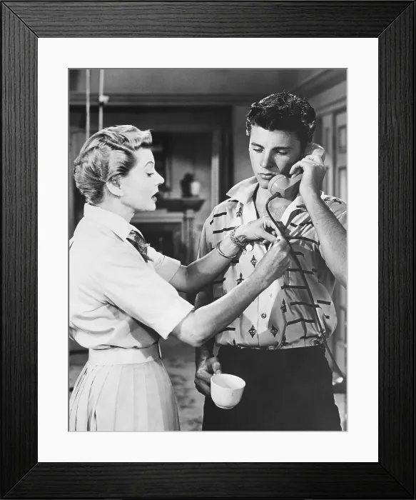 Framed Print : THE ADVENTURES OF OZZIE AND HARRIET, from left: Harriet Nelson, Ricky Nelson, Sea Captain, (Season 8, episode 801, aired October 7, 1959), 1952-1966