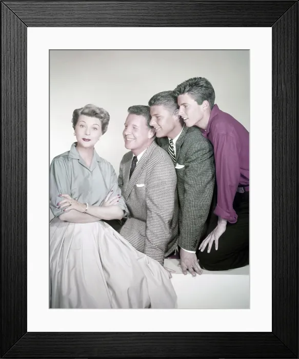 Framed Print : THE ADVENTURES OF OZZIE AND HARRIET, from left: Harriet Nelson, Ozzie Nelson, David Nelson, Ricky Nelson, (October 1956), 1952-1966