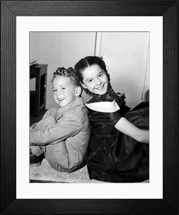 Framed Print : MAKE ROOM FOR DADDY, (aka THE DANNY THOMAS SHOW), from left, Rusty Hamer, Sherry Jackson, 1953-65 (ca. 1953 photo) Framed Print : MAKE ROOM FOR DADDY, (aka THE DANNY THOMAS SHOW), from left, Rusty Hamer, Sherry Jackson, 1953-65 (ca. 1953 photo)
