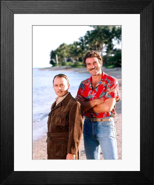 Framed Print : MAGNUM, P.I. from left: John Hillerman, Tom Selleck, (Season 1, 1981), 1980-88